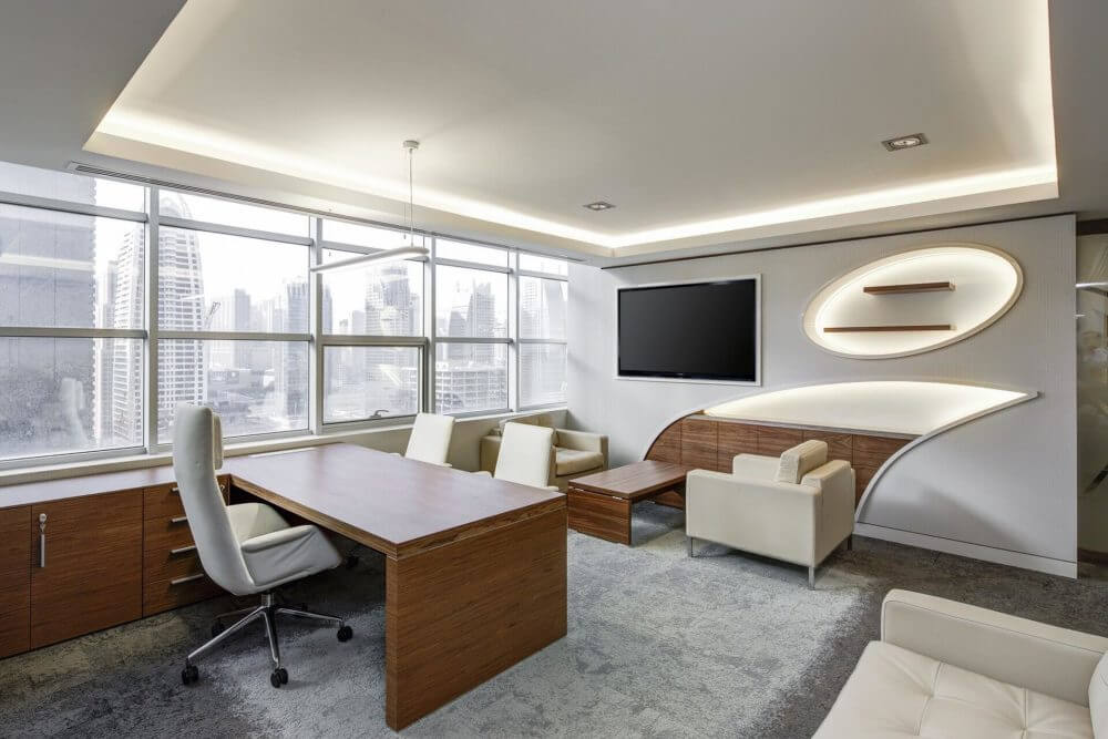 A modern office furnished after long-distance moving