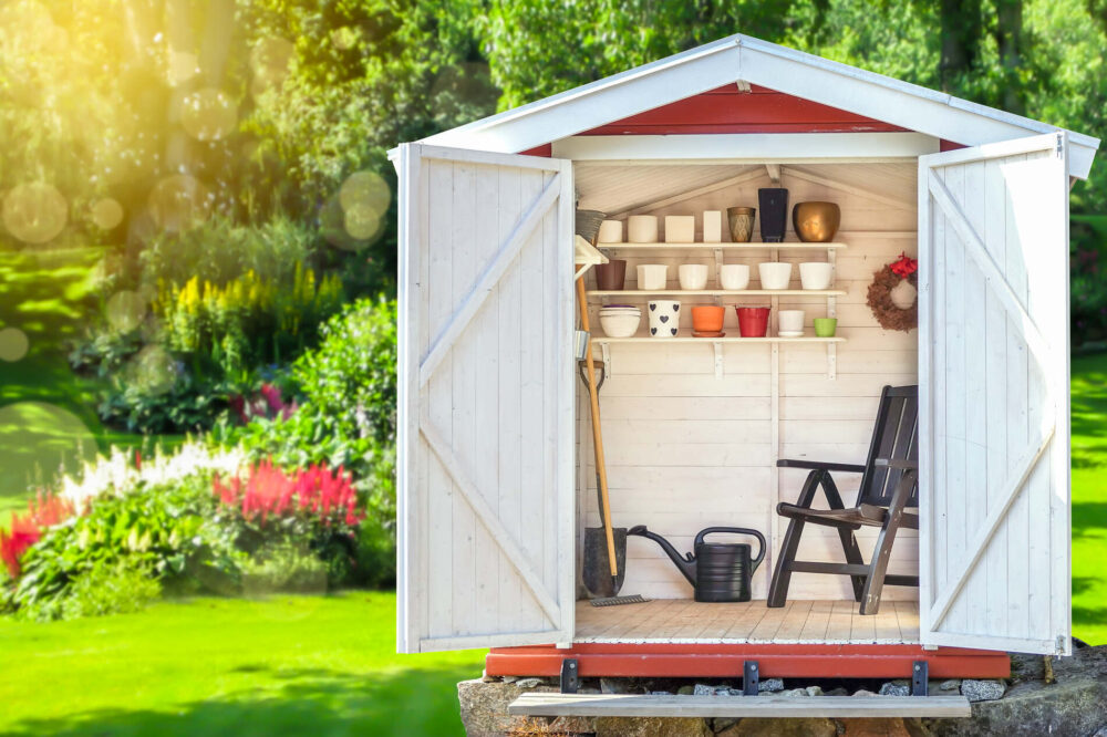 A shed in the backyard