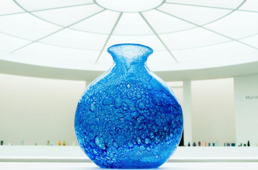 Blue glass vase