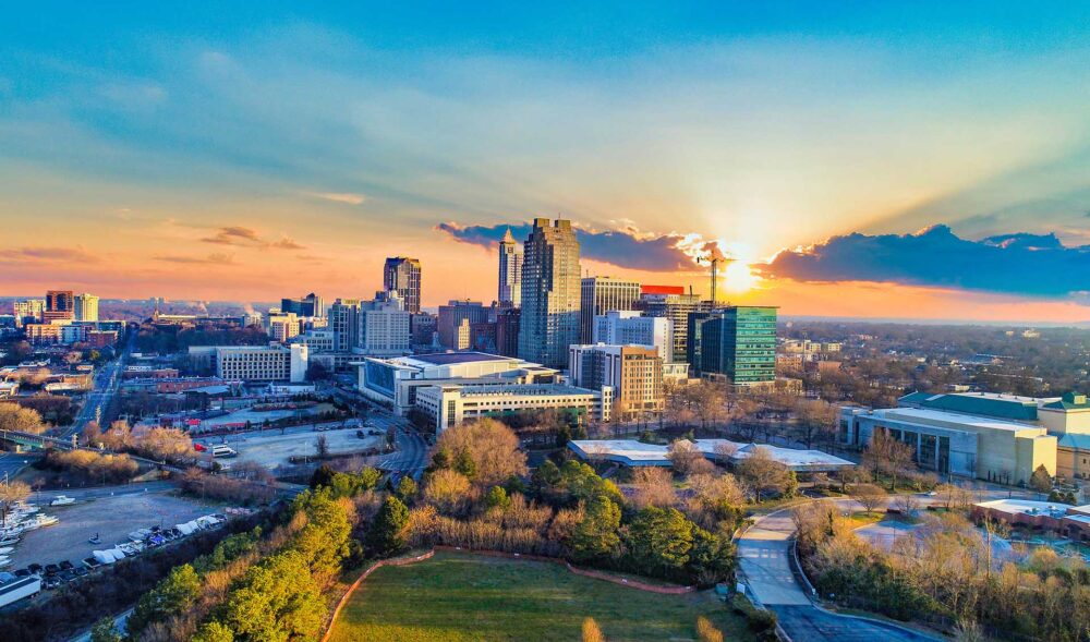 A wide shot of Raleigh, North Carolina